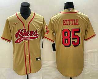 Men%27s San Francisco 49ers #85 George Kittle Gold Color Rush With Patch Cool Base Stitched Baseball Jersey